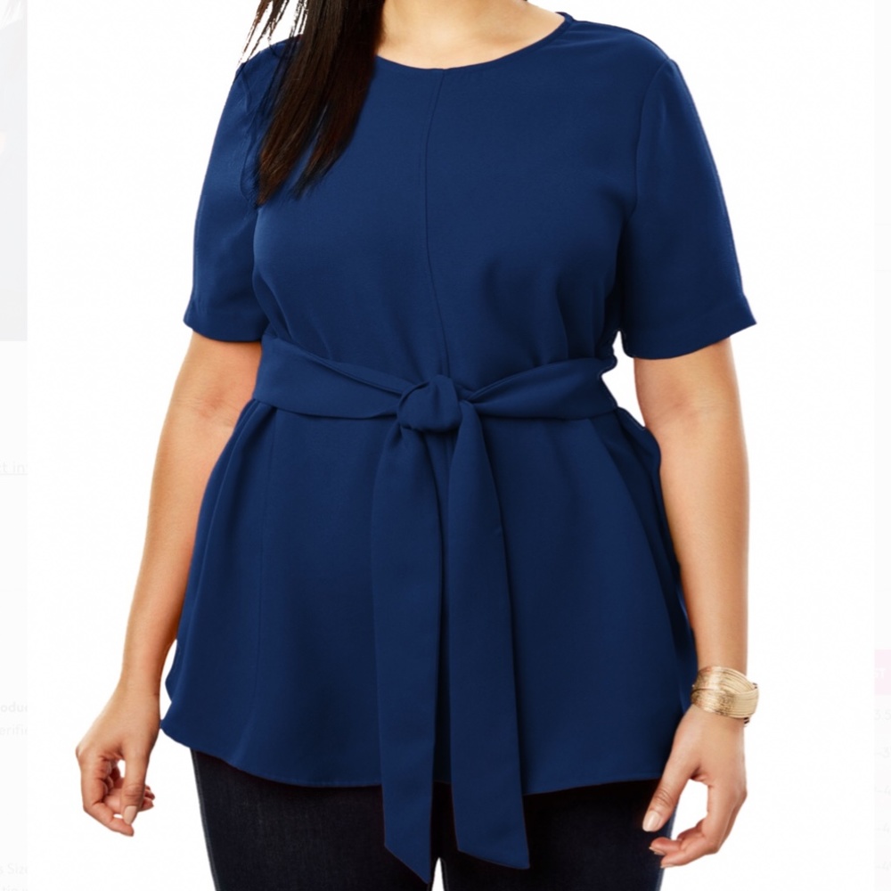 Beautiful Blue Blouse with tied sash